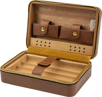 Passatore Reisehumidor 4 Cigarren braun Kunstleder